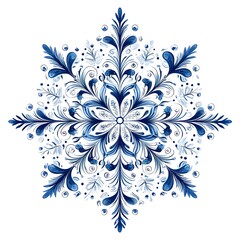 Fototapeta premium Intricate Snowflake Art with Elegant Geometric Patterns on Plain White Background