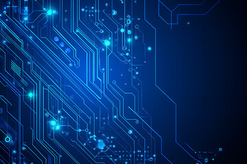 Futuristic vector illustration of a blue circuit board with intricate digital tech elements, perfect for advanced technology backgrounds.