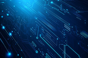 Futuristic vector illustration of a blue circuit board with intricate digital tech elements, perfect for advanced technology backgrounds.