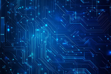 Futuristic vector illustration of a blue circuit board with intricate digital tech elements, perfect for advanced technology backgrounds.