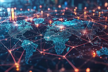Obraz premium Global Digital Business Network Connection Illustration created with Generative AI