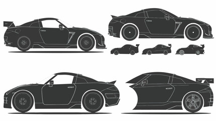 car silhouettes set - vector