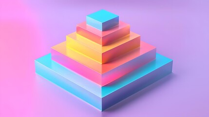 Abstract Pastel Rainbow Colored Pyramid Geometric Shapes