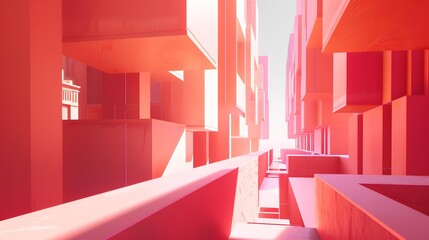 Fototapeta premium Abstract Geometric Shapes in Pink and White