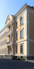 Fototapeta premium Classic Architecture Building Exterior Yellow Wall Facade