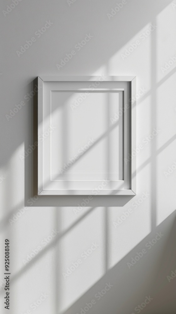 Poster The striking contrast of shadows from window panes creates a captivating play of light on a blank white frame