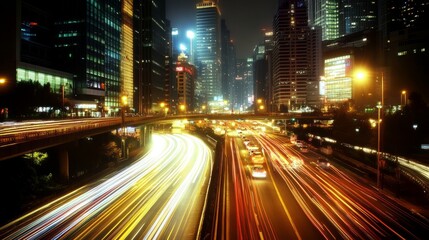 Fototapeta premium City Lights: Nighttime Long Exposure Photography of Urban Life