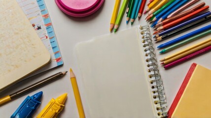 Fototapeta premium School supplies and stationery in circle