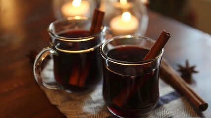 Warm Mulled Wine with Cinnamon Sticks