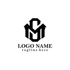 initial SM trendy logo design vector