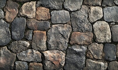Obraz premium Rustic Cobblestone Texture Background with Irregular Shapes in Grey and Brown