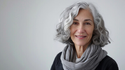 Fototapeta premium senior woman smiling and looking at the camera on a white background