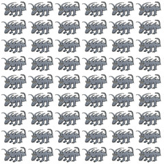 Fantasy reptile creature hand drawn motif seamless pattern
