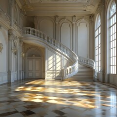 Obraz premium White Marble Staircase In Grand Hallway