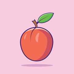 Realistic fresh ripe peach isolated cute peach illustration with solid color background
