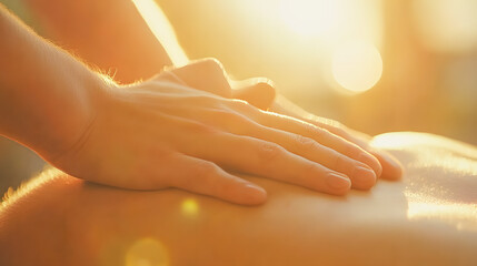 Naklejka premium Soothing hand massage for relaxation and wellness in a soft tranquil spa setting Feminine delicate touch calms the senses and rejuvenates the body and mind
