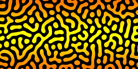 Abstract Turing organic wallpaper with background. Turing reaction diffusion monochrome seamless pattern with chaotic motion. Natural seamless line pattern. Linear design with biological shapes.