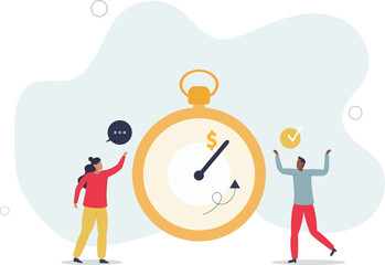 Effective and precise timing for advertisement, ads and commercials in social media.flat design with people.