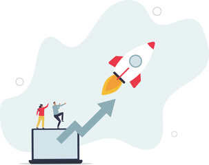 Successful profit raising and business boost with earnings .flat design with people.