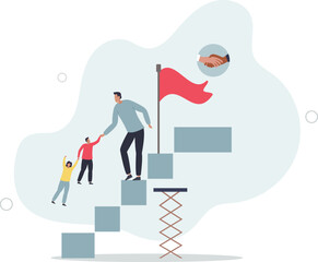Obraz premium Employee career ladders and job guide or task explanation steps.flat design with people.