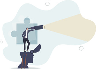 Visionary skills with unconscious understanding about anticipation.flat design with people.