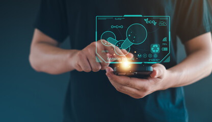 Concept of Reduce greenhouse gas emission for climate change,Green business, Save energy, CO2 icon,  save earth, protect the environment.