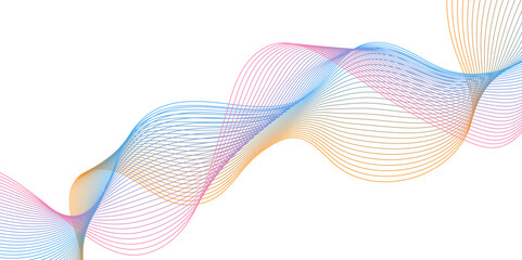  Futuristic colorful blend wave lines on transparent background. Technology abstract lines on white background. Undulate Grey Wave Swirl, frequency sound wave, twisted curve lines with blend effect.	