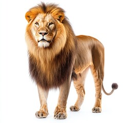 Obraz premium Isolated lion portrait with full body standing on white