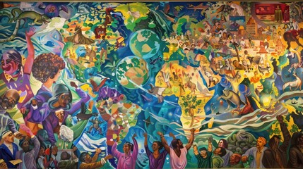 Vibrant Mural of Cultural Harmony and Unity Wallpaper