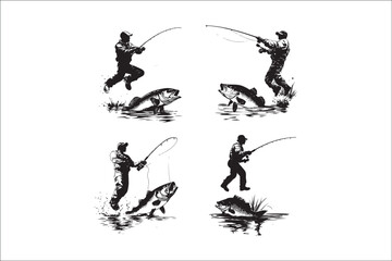 Beautiful Fishing Silhouette Vectors