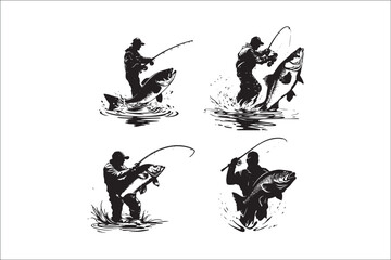 Beautiful Fishing Silhouette Vectors