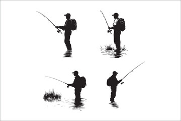 Beautiful Fishing Silhouette Vectors