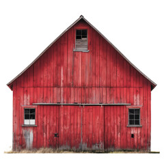 Classic red barn with rustic wood siding, a gambrel roof, and a weathered appearance.