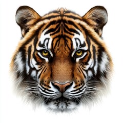 Fototapeta premium Angular image of the face of a Bengal tiger isolated on a transparent background (png)