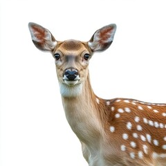 Deer head with its horns isolated on a white background, close-up