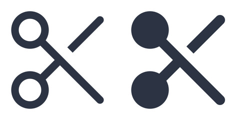 Scissors or Cut simple icons set designed in filled, outline, line and stroke style