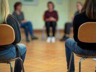 A support group meeting in a sunlit room.