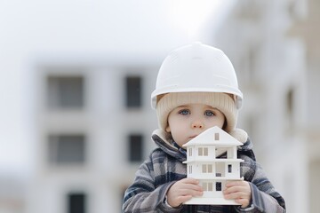 Little engineer with a helmet 