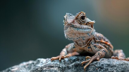 Fototapeta premium Close-up photograph of a gecko on a rock.