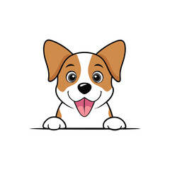 Cute dog peeking cartoon vector clipart, perfect for digital downloads and printables.