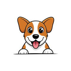 Cute dog peeking cartoon vector clipart, perfect for digital downloads and printables.