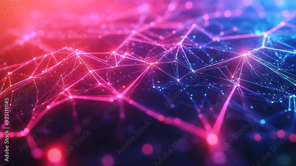 Poster vibrant technology background with glowing interconnected nodes and digital connectivity