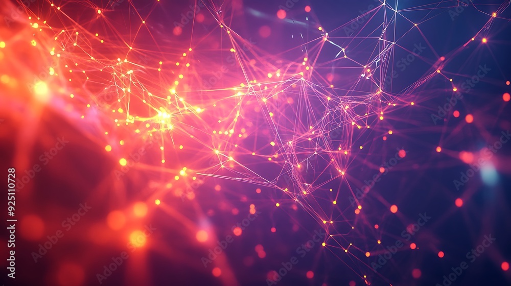 Poster vibrant technology background with glowing interconnected nodes and digital connectivity