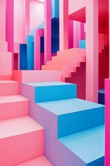 Fototapeta premium Colorful Abstract Architecture with Pink Blue and Orange