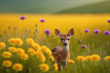 Fawn and flowers