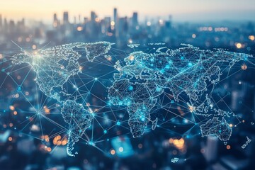Global Digital Business Network Connection Illustration created with Generative AI
