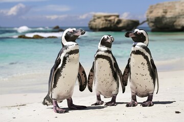 Fototapeta premium African penguins on a beach