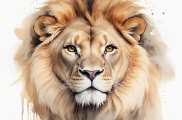 watercolor portrait of a lion