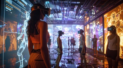 Realistic visualization of the metaverse, featuring detailed virtual spaces and characters that closely mirror the physical world, highlighting the seamless integration of digital and real-life 