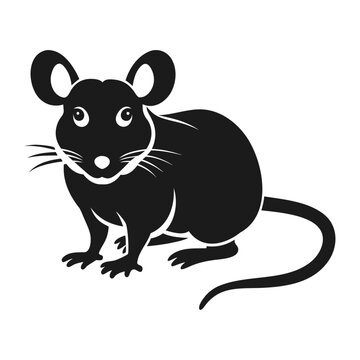recommend clip art: Black silhouette mouse or rat with long tail icon and vector illustration
